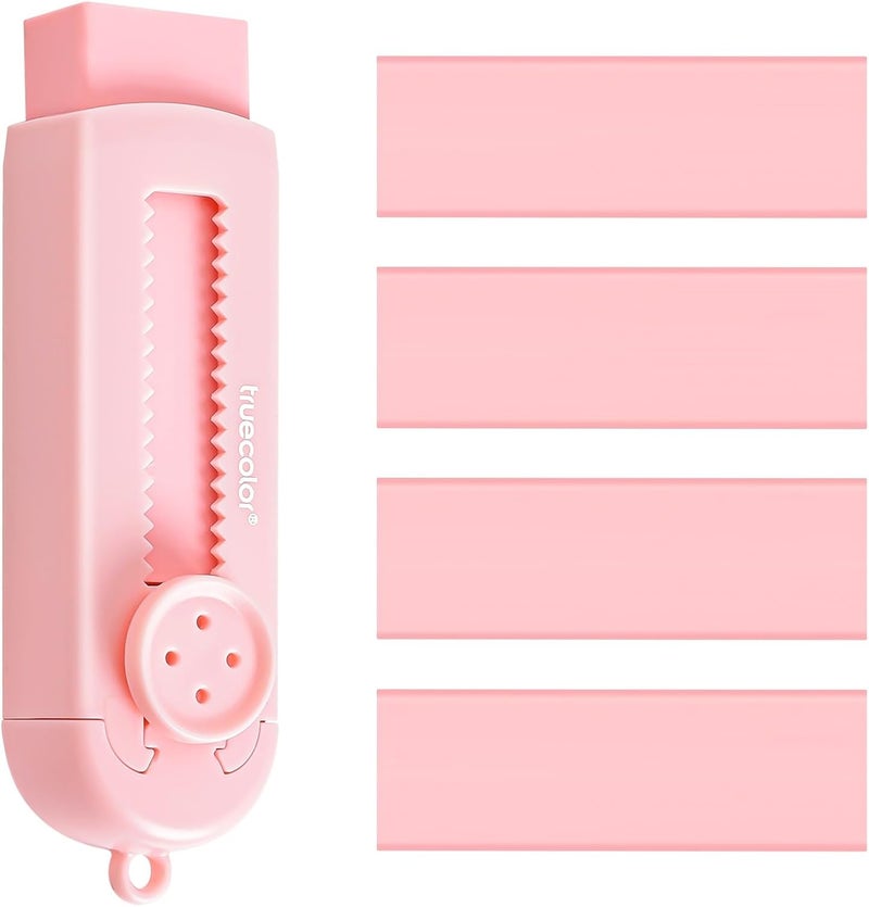 Muxdilu Pencil Erasers,Retractable Erasers for Pencils - 4+1 Pack Rubber Erasers (Pink) - Image 1